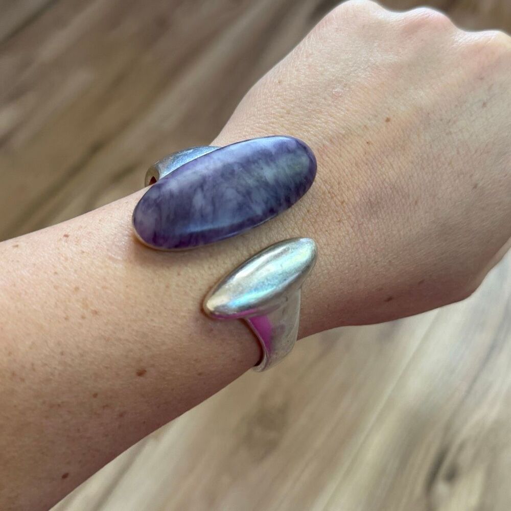 Robert Lee Morris Soho Open Bangle Bracelet Tiffany Stone Charoite Vintage Women - Picture 2 of 6